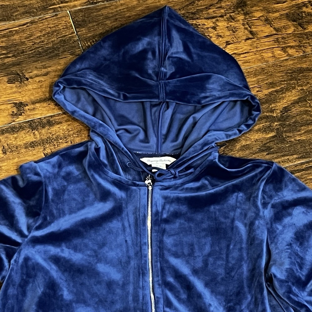 Tommy Bahama Blue‎ Velour Full-Zip Hooded Jacket, Women's Size Small - Picture 3 of 10